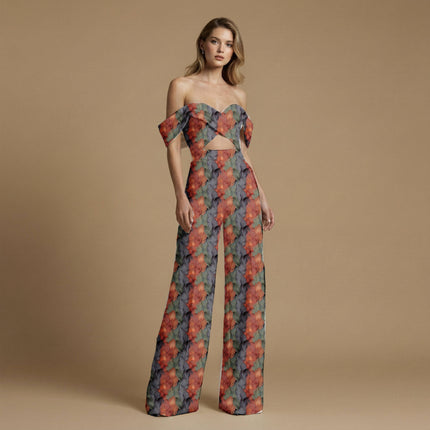 burnt sienna other print fabric draped — saree styling