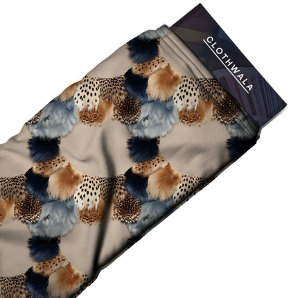 dusty sky blue animal all-over print pattern — medium scale repeat layout