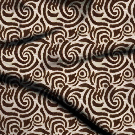 espresso brown abstract digital print fabric texture — medium scale closeup
