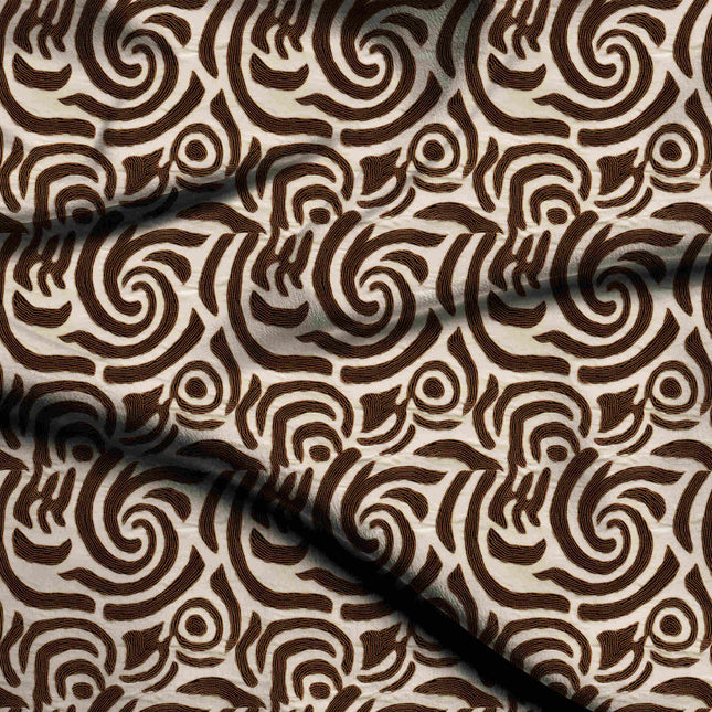 espresso brown abstract digital print fabric texture — medium scale closeup