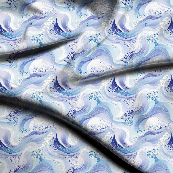 Periwinkle Blue Artistic stylized ocean waves with Co-ord Set Fabric