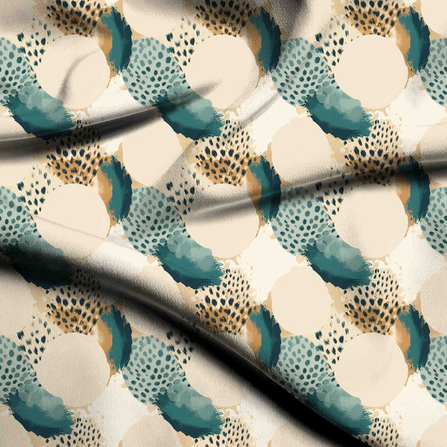 teal green abstract digital print fabric texture — medium scale closeup