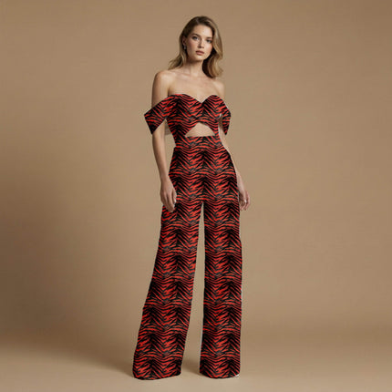 crimson red animal fabric detail — textured finish digital print closeup