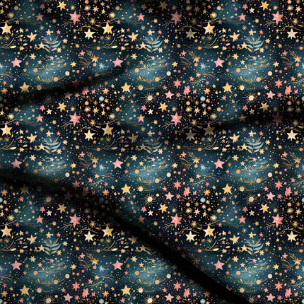 Midnight Blue Floral Digital Print Fabric for Set | Contemporary Ethnic Wear - 4918