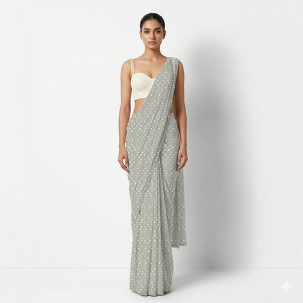 Light Grey Other Digital Print Fabric for Co-ord | Edgy evening wear textile - Image 4
