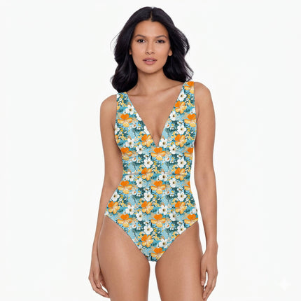 Sky Blue Floral Digital Print Fabric for Set | Festive Fusion Wear - Image 2