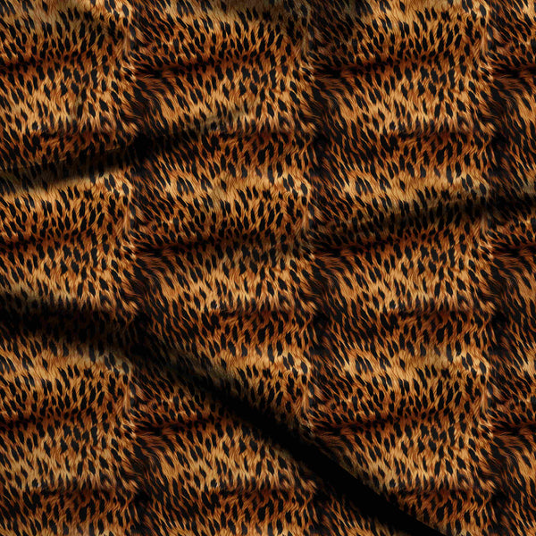 Burnt Sienna Dense Textured Cheetah-like Elongated Black Print Fabric