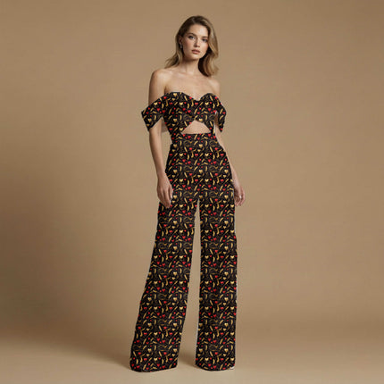 jet black other print fabric draped — gown styling