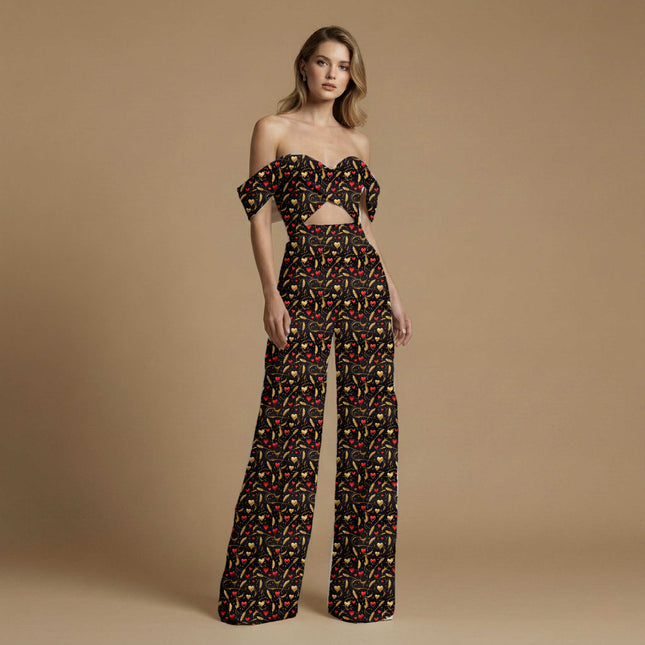 jet black other print fabric draped — gown styling