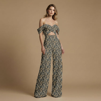 forest green animal print fabric draped — jacket styling