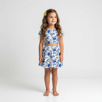 Cobalt Blue Floral Digital Print Fabric for Dress | Psychedelic Festival Wear - Image 4