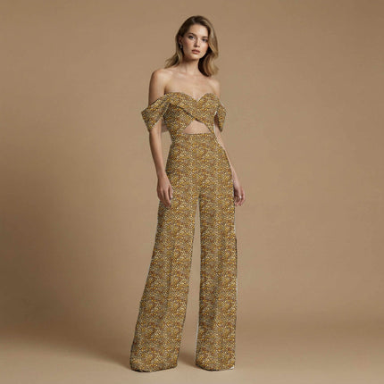 ochre geometric print fabric draped — saree blouse styling