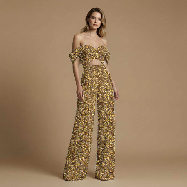 ochre geometric print fabric draped — saree blouse styling