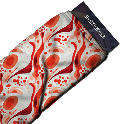 crimson red abstract fabric detail — matte finish digital print closeup