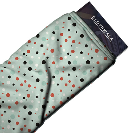 Mint Green Polka Digital Print Fabric for Dress | Regal Festive Wear - Image 7