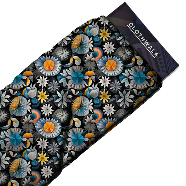 cobalt blue floral print fabric draped — co-ord set styling