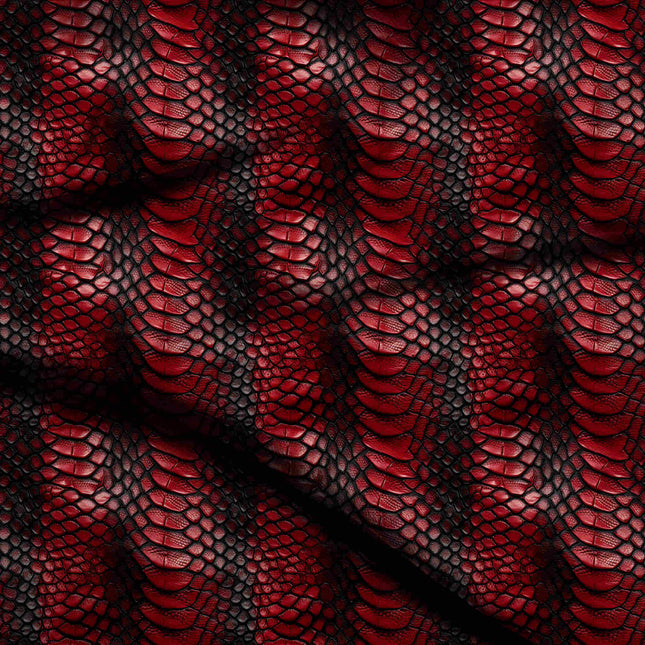 crimson red animal digital print fabric texture — large scale closeup