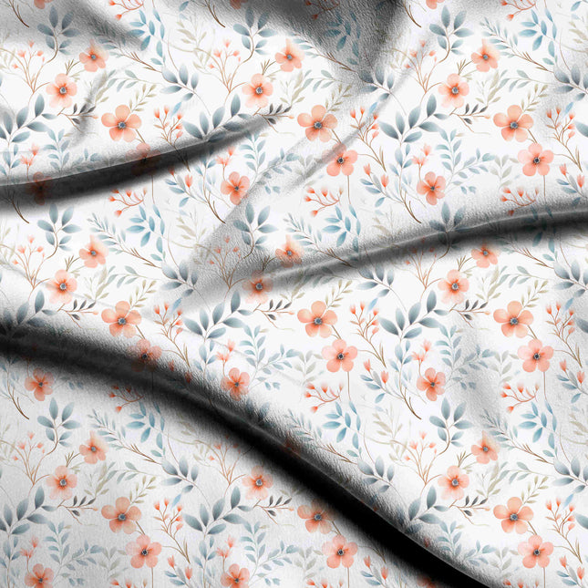 peach nectar floral digital print fabric texture — medium scale closeup