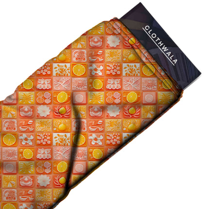 marigold orange floral all-over print pattern — medium scale repeat layout
