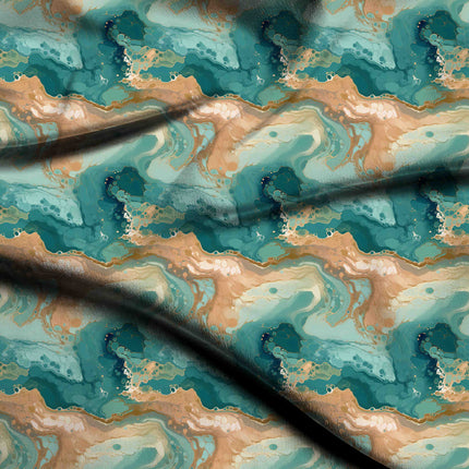 teal abstract fabric detail — textured finish digital print closeup