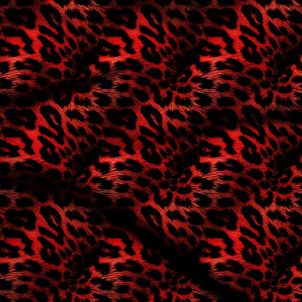 scarlet red animal digital print fabric texture — large scale closeup