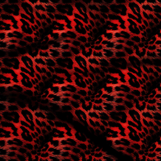 scarlet red animal digital print fabric texture — large scale closeup