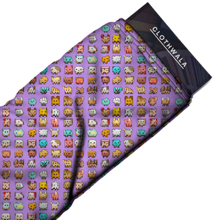 lilac animal fabric detail — matte finish digital print closeup
