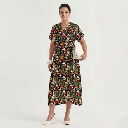 Forest Green Floral Digital Print Fabric for Set | Festive Indian Wear - Image 3