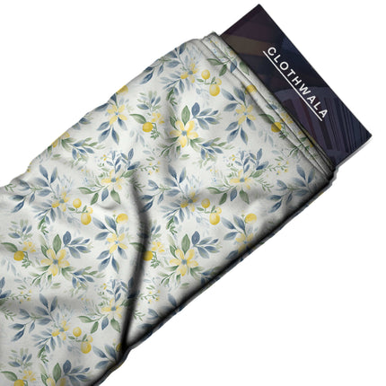 ivory cream floral print fabric draped — palazzo suit styling