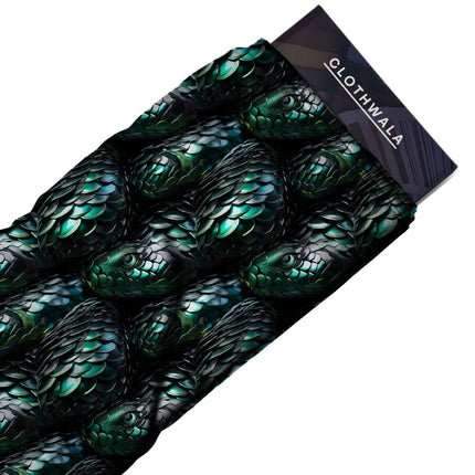 emerald green animal fabric detail — glossy finish digital print closeup