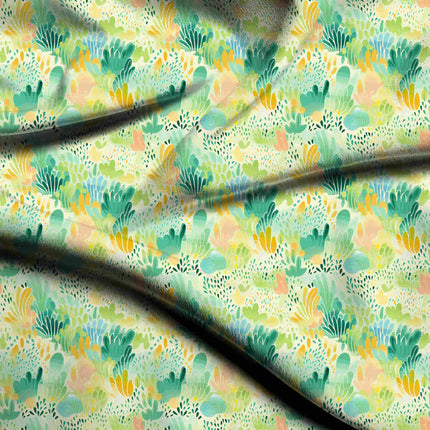 seafoam green abstract print fabric draped — kurta styling