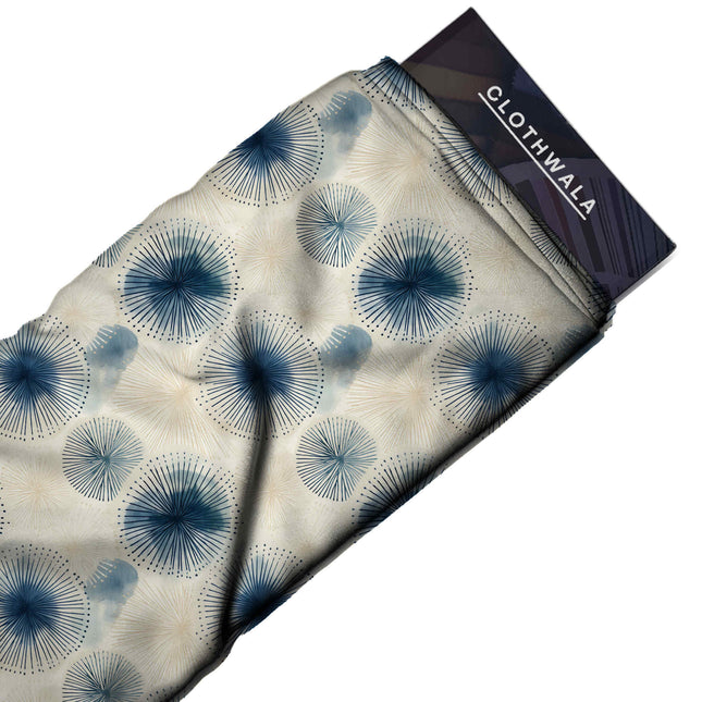 cobalt blue floral print fabric draped — palazzo suit styling