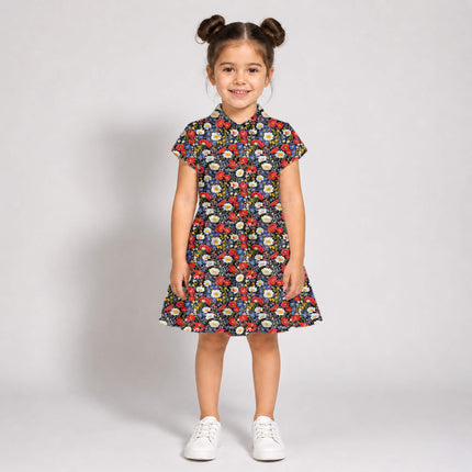 Midnight Blue Floral Digital Print Fabric for Maxi | Regal Festival Wear - Image 7