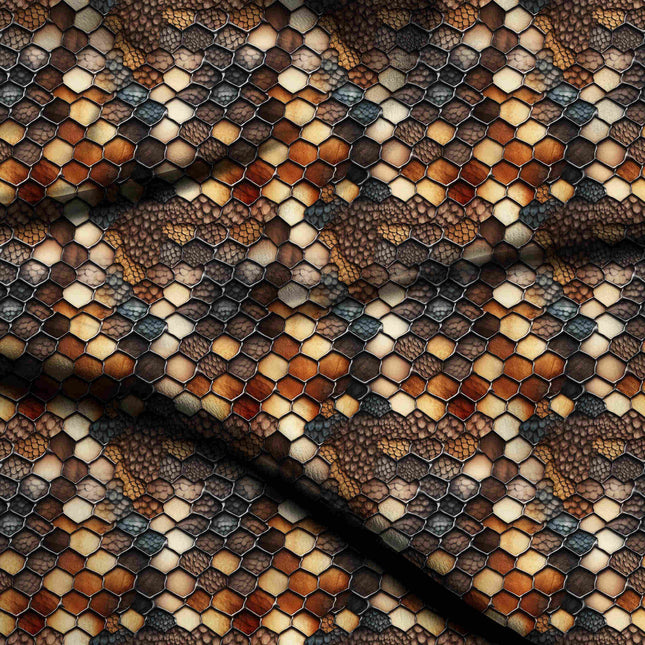 umber brown animal digital print fabric texture — medium scale closeup
