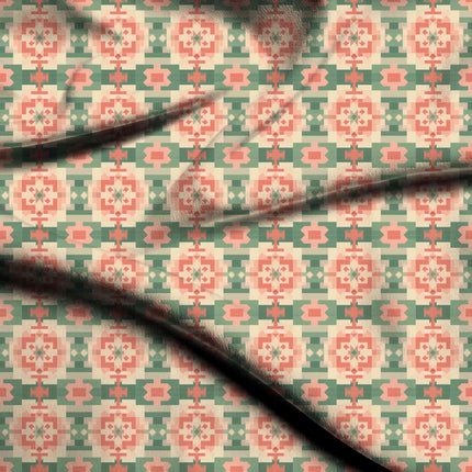dusty coral geometric digital print fabric texture — medium scale closeup