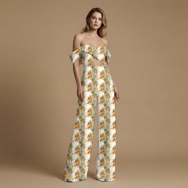 ivory cream other print fabric draped — long skirt styling
