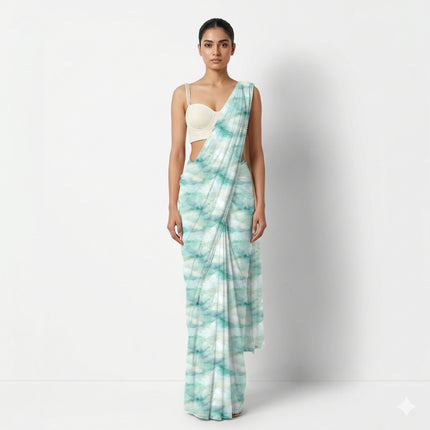 Aqua Abstract Digital Print Fabric for Kaftan | pastel garden party - Image 3
