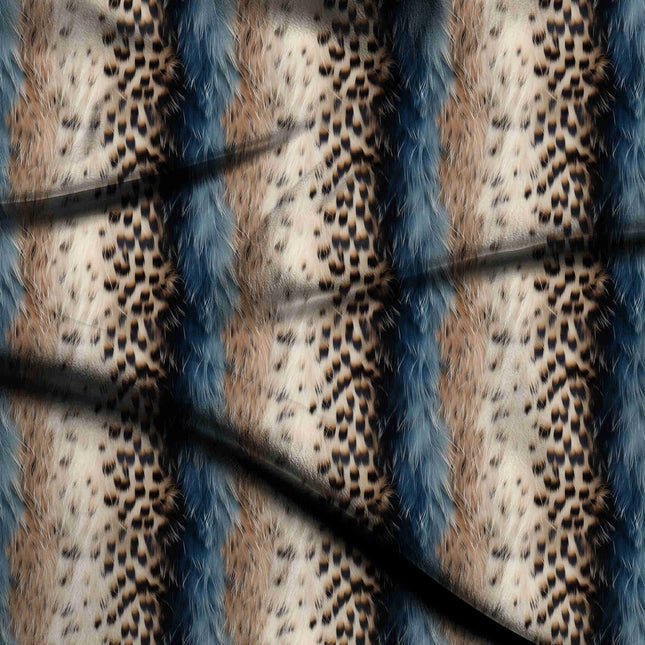 steel blue animal digital print fabric texture — medium scale closeup