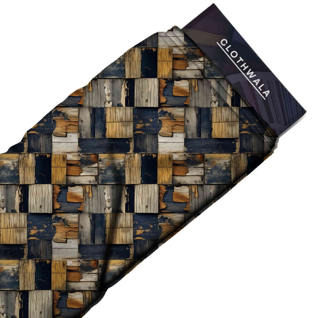 Aged Wood Brown Other Digital Print Fabric | Kurti Palazzo | Ethnic Wear | Maximalist Print | Poly Chiffon Print - Image 2