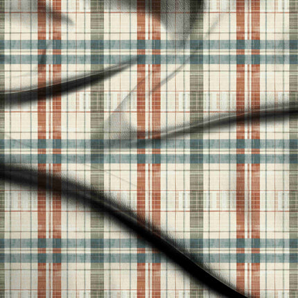 ivory cream checks digital print fabric texture — medium scale closeup