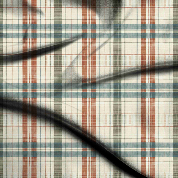 Slate Blue Vintage-inspired Plaid Print Fabric