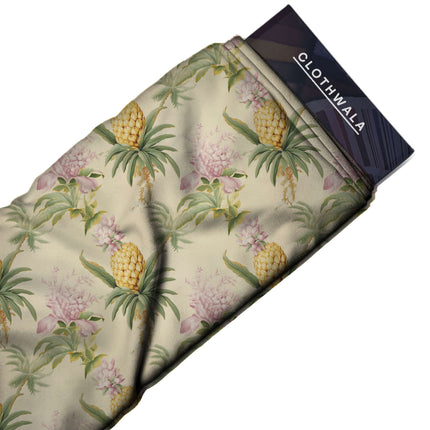 ivory cream floral fabric detail — textured finish digital print closeup