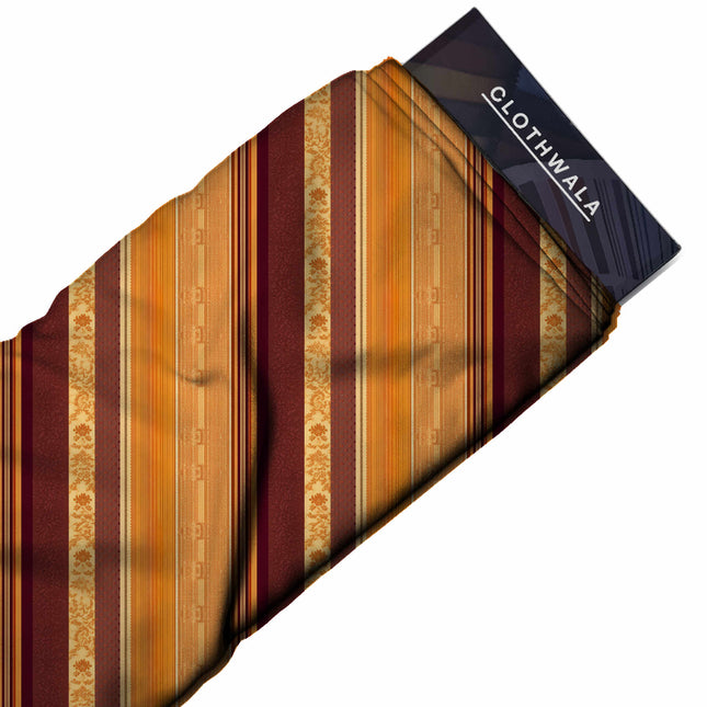 Maroon Stripes Digital Print Fabric | Festive Indian Wear | Vintage garden maximalism | Heritage Silk Prints - Image 2