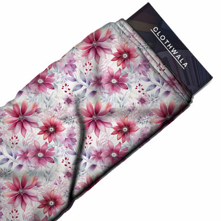 magenta floral fabric detail — textured finish digital print closeup