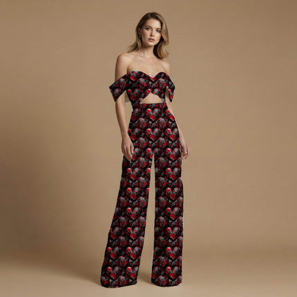 ruby red geometric all-over print pattern — medium scale repeat layout