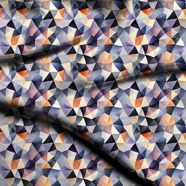 slate grey geometric digital print fabric texture — medium scale closeup