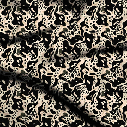 jet black abstract digital print fabric texture — large scale closeup