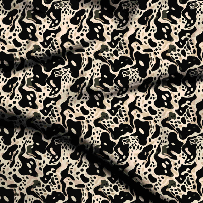 jet black abstract digital print fabric texture — large scale closeup