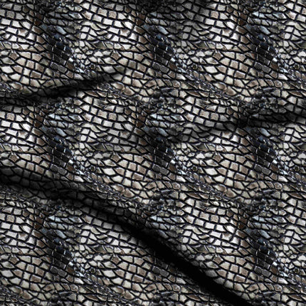 silver animal digital print fabric texture — medium scale closeup