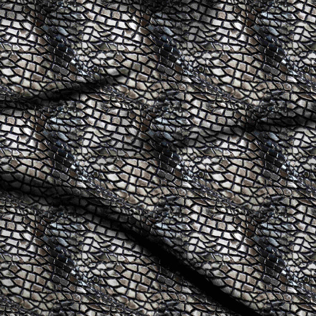 silver animal digital print fabric texture — medium scale closeup